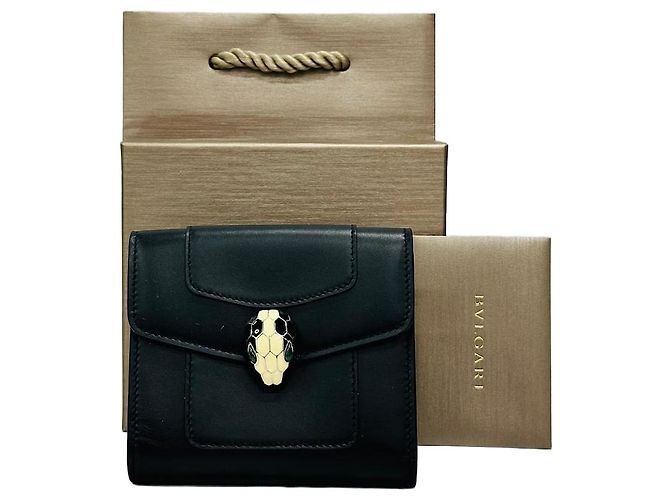Bulgari Serpenti Forever Compact Wallet Black Green
