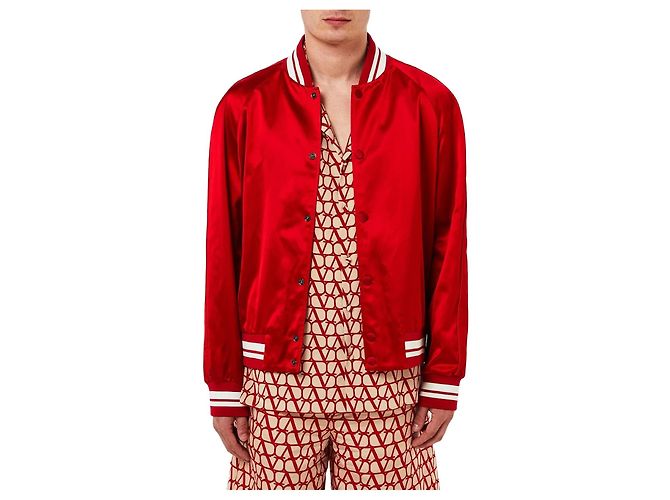 Valentino Refurbished Souvenir Varsity Bomberjacke Rot