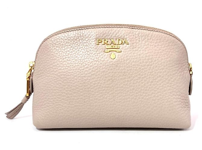 Bolsa de mão/Pouch em couro cinza Prada Marrom
