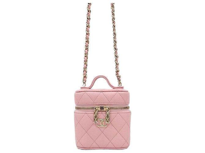 Chanel Pink Caviar Top Handle Vanity Mini Chain Bag
