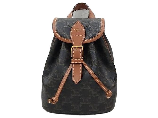 Céline Mini Triumph Canvas Polco Backpack Silvery