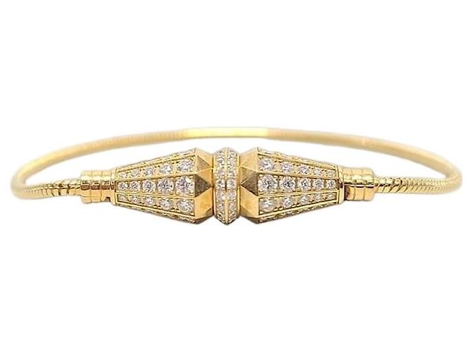 Pulseira Jack de Boucheron em ouro com pavé de diamantes Single Wrap Dourado