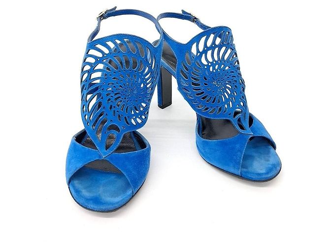 Hermès Wildleder-Sandalen Blau