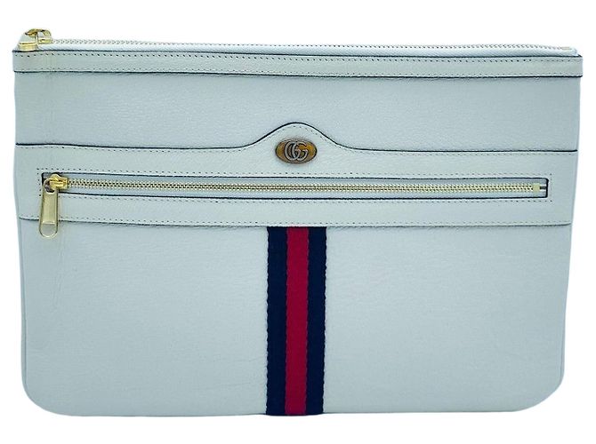 Gucci Ophidia Striped White Clutch Bag