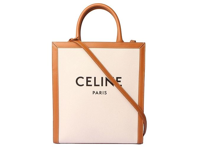 Céline Cabas vertical en toile Marron