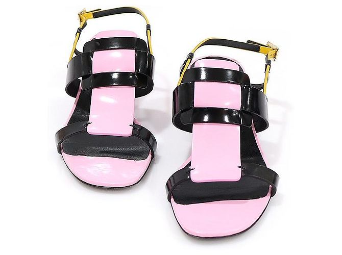 Roger Vivier Multi Color PILGRIM JOUR Color Block City Strap Women's Sandals Black