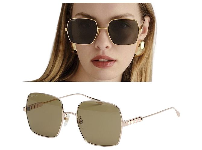 Gucci Gafas de sol de lujo de metal cuadradas oversize Multicolor