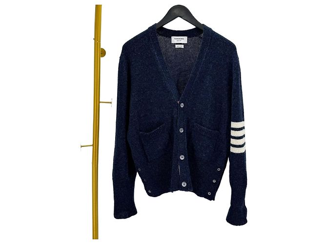 Thom Browne Shetland Stripe Cardigan Navy Blue