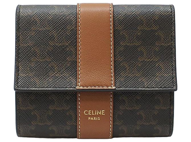 Céline Triomphe Triope Small Wallet Brown 