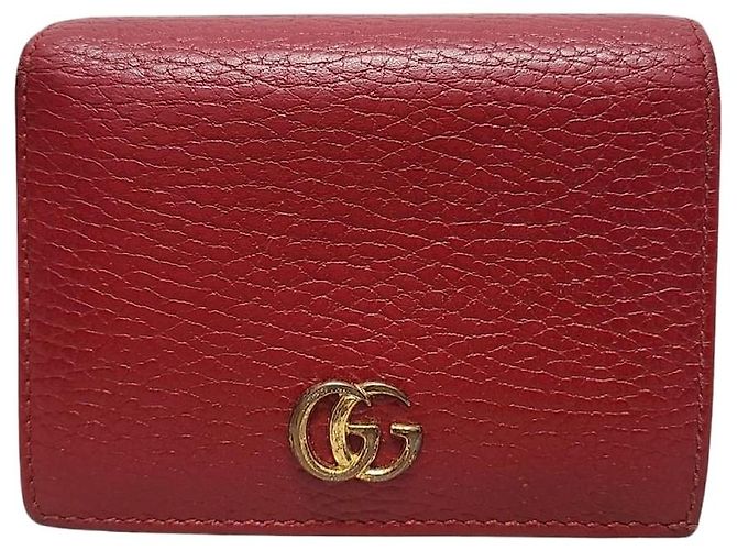 Gucci Red GG Marmont Leather Card Case Wallet