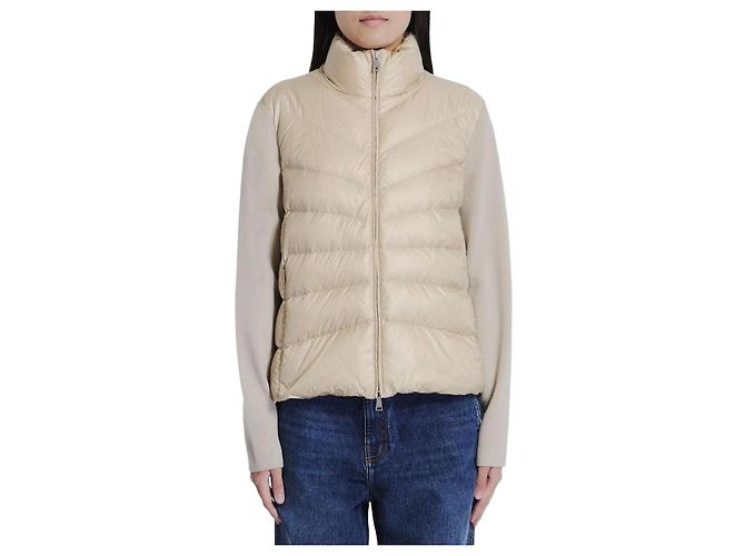 Moncler Cardigã de lã acolchoado Marrom