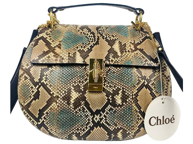 Chloé Sac cabas à épaule Python Drew Gold (Medium) Multicolore