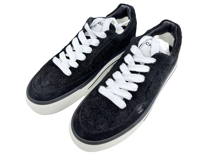 Chanel Sneakers in Velluto e Scamosciato da Uomo Nero Multicolore