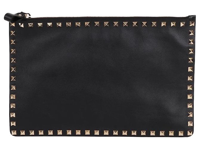 Valentino Clutch Rockstud Black Medium Unisex Nero