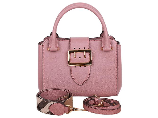 Burberry Bolsa de ombro rosa granulada com duas alças