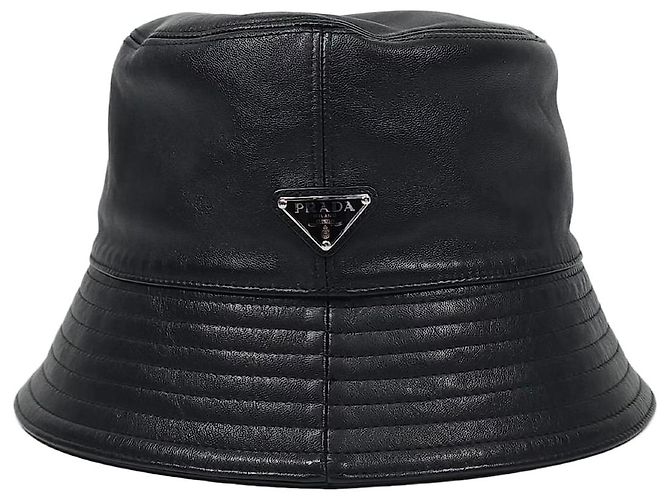 Prada Chapéu Bucket de Couro Prata