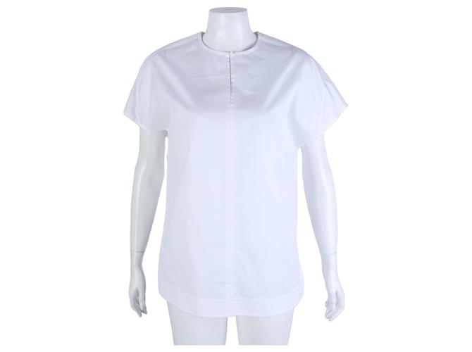 Hermès Kurzarm-Bluse Weiß 