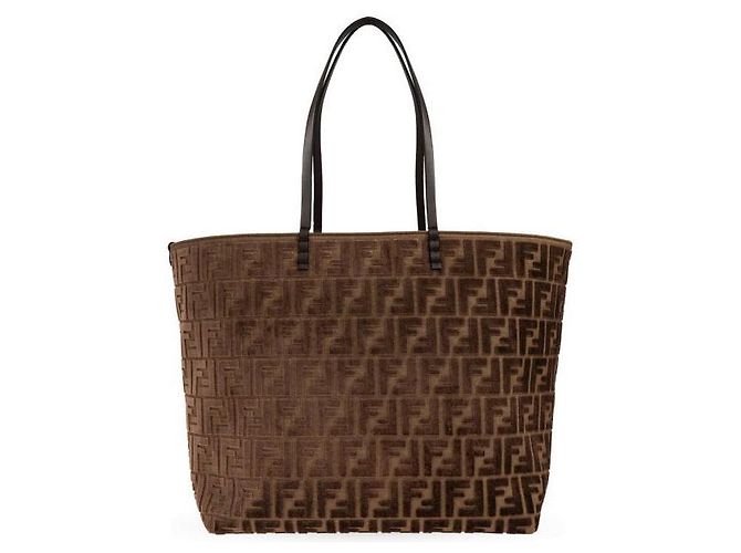 Fendi Grande bolsa shopper em jacquard Marrom
