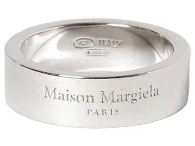 Maison Martin Margiela Anello largo con logo Argento