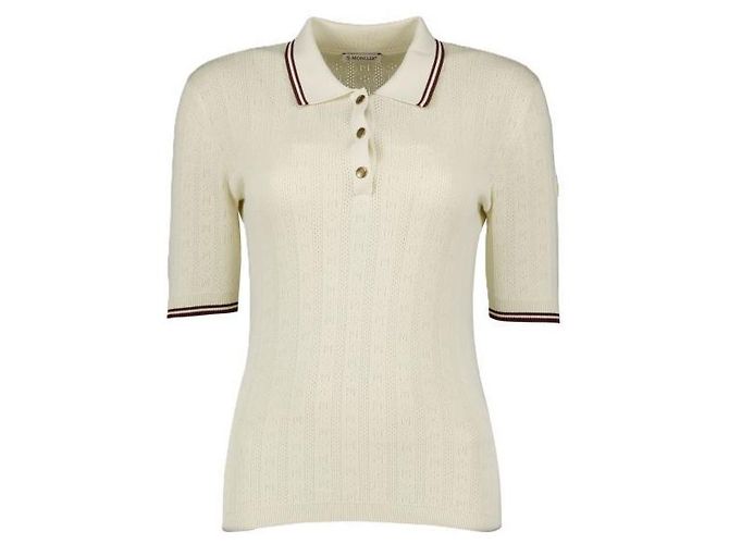 Moncler Baumwoll-Poloshirt mit Diamant-Logo-Muster Weiß