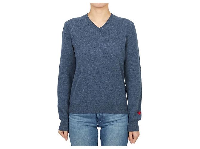 Comme Des Garcons Mini Red Wappen de Tricô para Mulher AZ Azul