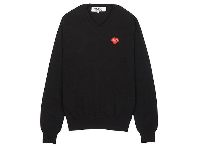 Comme Des Garcons Invader Pixel Gewebtes Strick AZ Schwarz