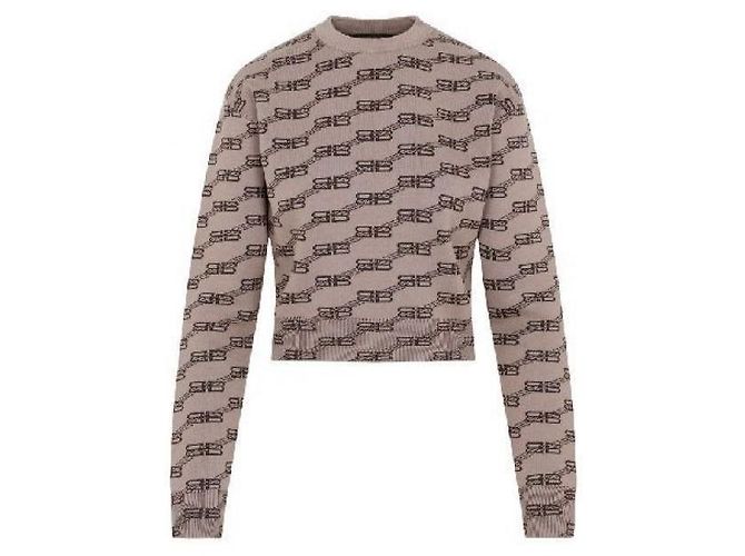 Balenciaga Kurzes Strickoberteil mit Allover-Logo Rot