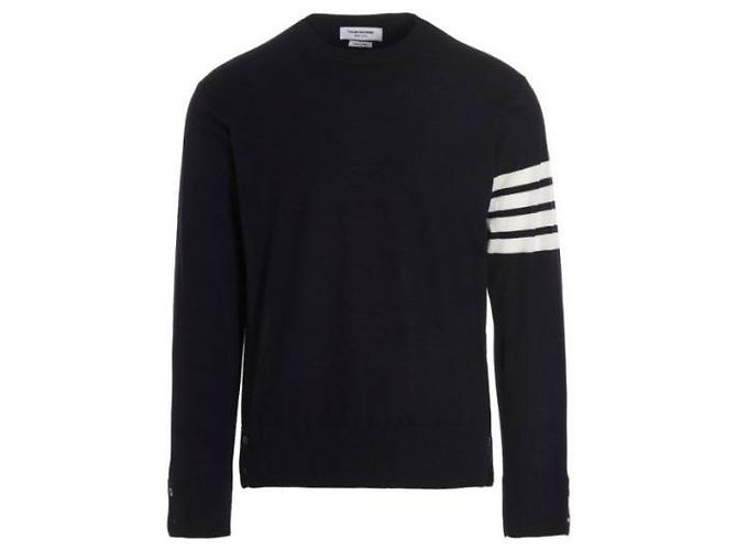 Thom Browne Feiner Merinowolle-Strickpullover Blau 