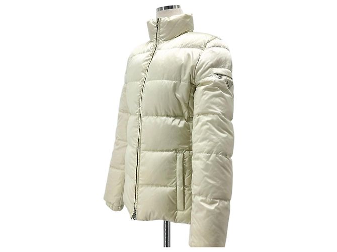 Prada Triangle Logo Re-Nylon Short Padded Jacket White