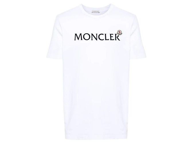 Moncler Baumwoll-T-Shirt mit Logo Weiß