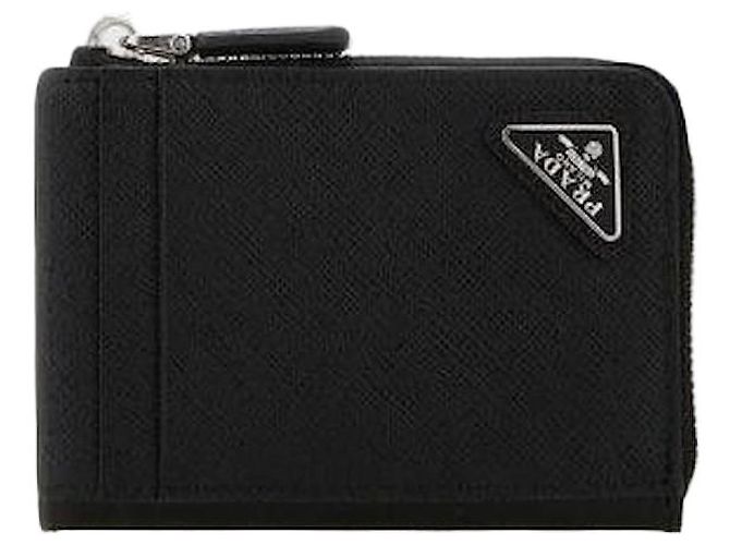 Prada Saffiano Leather Card Holder Black
