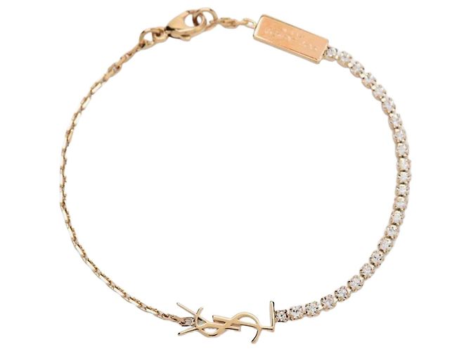 Saint Laurent Pulseira Opium em metal e strass, cristal dourado