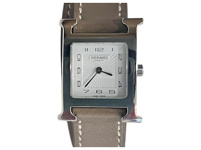 Hermès Hour Double Strap PM Damenuhr Silber 
