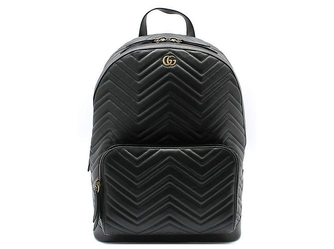 Gucci Black Matelassé Chevron GG Marmont Backpack