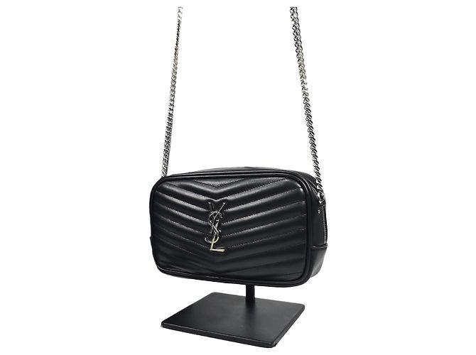 Saint Laurent Bolsa Camera em couro matelassê Preto