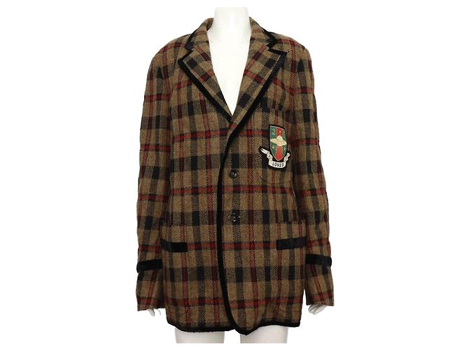 Gucci Check Pattern Embroidered Loved Men's Jacket