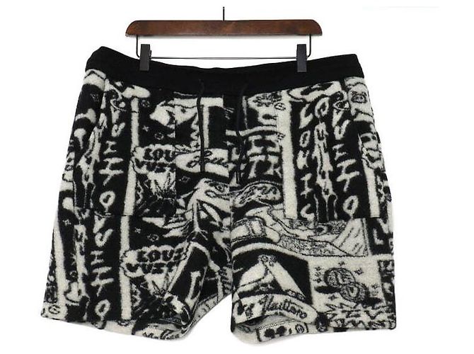 Louis Vuitton Pantaloncini in pile da uomo Black White Comics Bianco