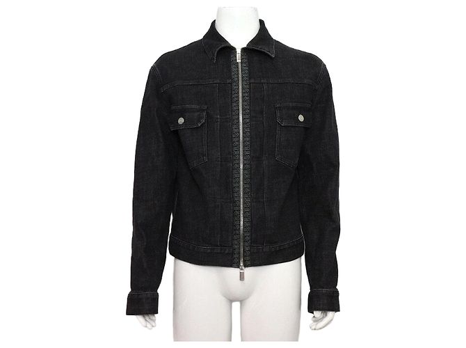 Dior Oblique Schwarzes Denim-Hemd Herrenjacke