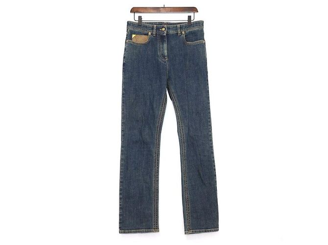 Louis Vuitton Pantaloni jeans da uomo con patch in Monogram Canvas Blu