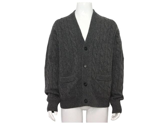 Prada Gray Back Triangle Cashmere Men's Cardigan Brown