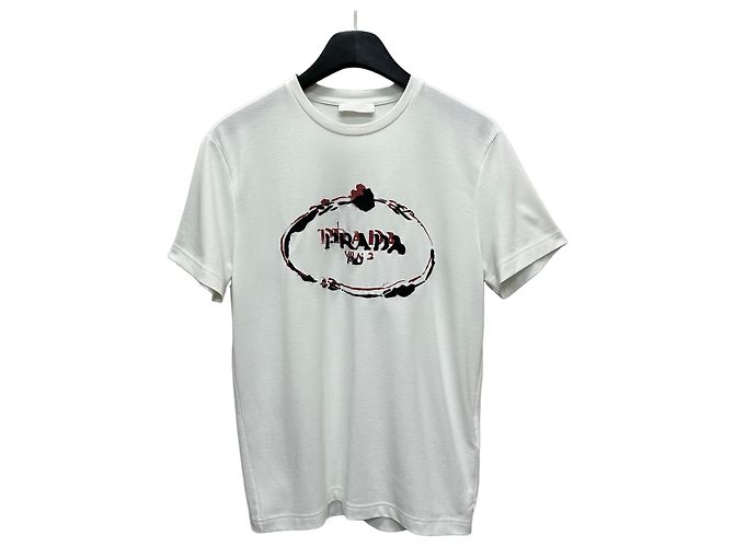 Prada T-shirt avec logo brodé Argenté
