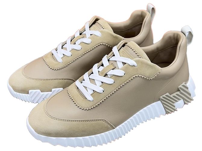 Hermès Baskets Bouncing en cuir beige Multicolore