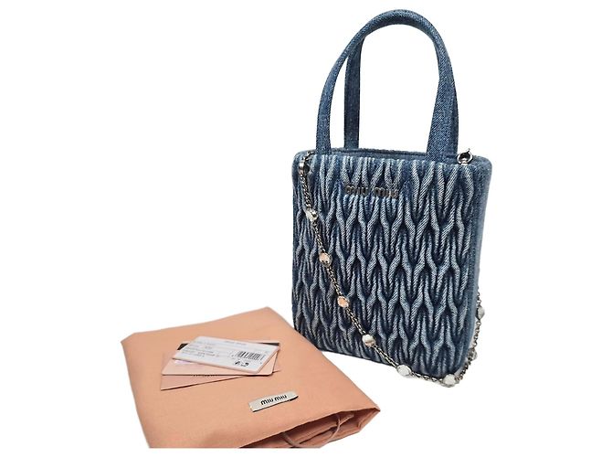 Sac cabas Matreuse Logo Denim Chain de Miu Miu Multicolore