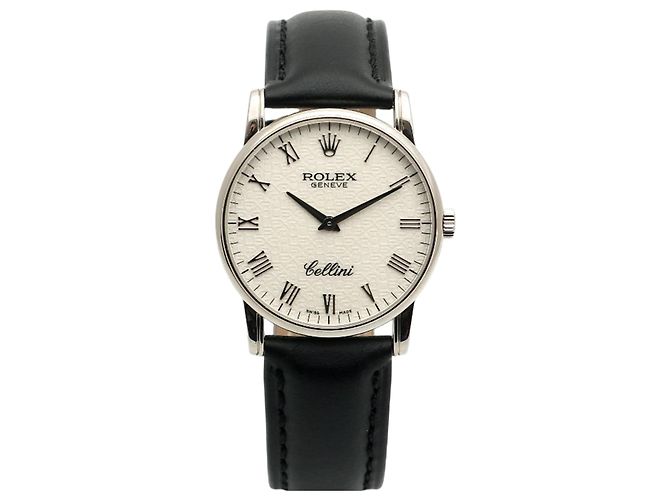 Rolex Relógio Cellini Ivory Computer Dial Ouro Branco Manual Couro Conjunto Completo Certificado Caixa
