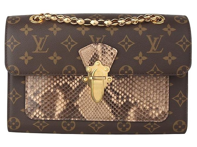 Louis Vuitton Bolsa transversal Victorine em python monogramado com corrente dourada Multicor