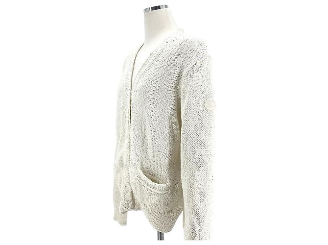 Cardigan branco com patch Moncler para mulher