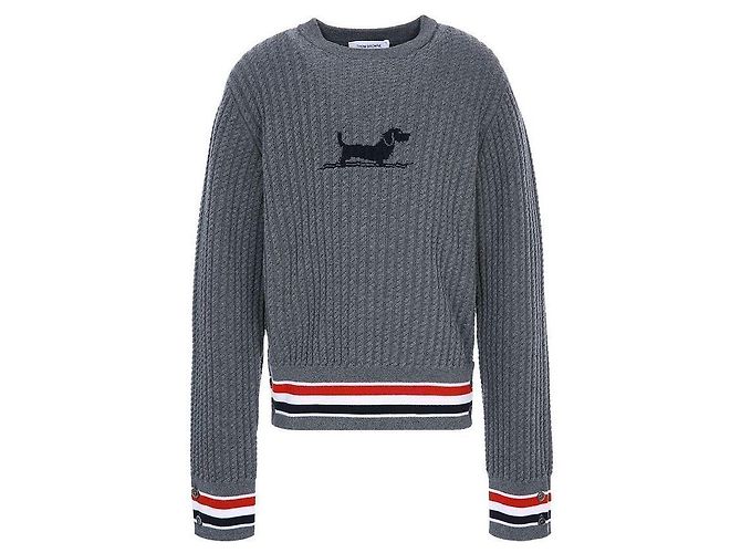 Thom Browne Merinowolle-Strick mit drei Streifen Braun