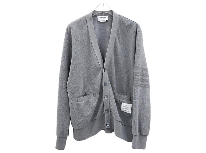 Thom Browne Cardigã de algodão com decote em V Marrom