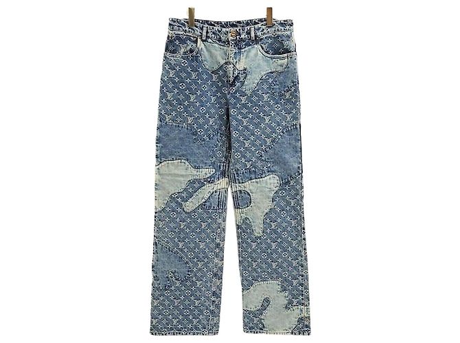 Louis Vuitton Nigo Monogram Patchwork Denim Hose Mehrfarben