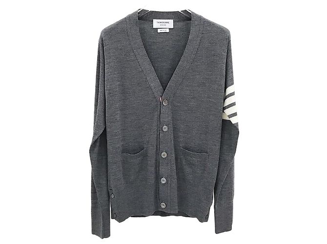 Thom Browne Grauer Cardigan aus Merinowolle Braun